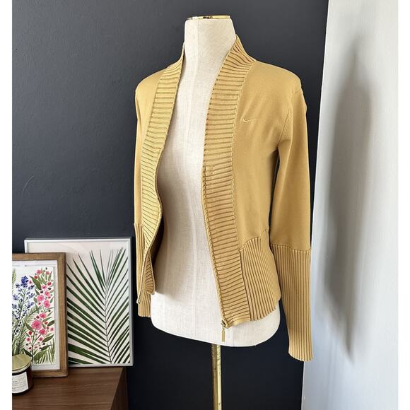 Nike Womens Long Sleeve V-Neck Cardigan Sweater Full Zip Up Ribbed 90s Y2K - Picture 7 of 11